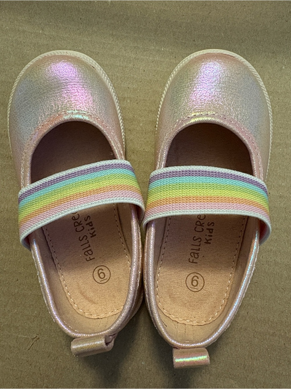 Falls Creek Kids NWOT Toddler Pink Iridescent Shimmer Mary Jane Slip-Ons Size 6